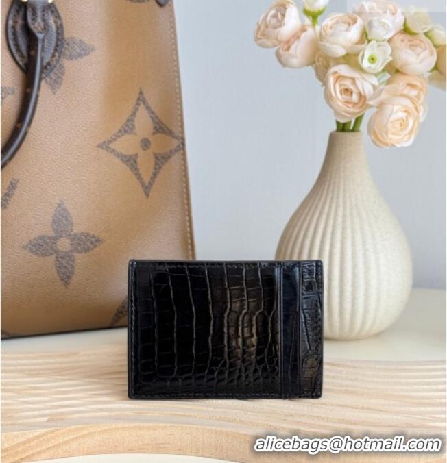 Buy Cheap Saint Laurent Uptown Flap Card Case in Crocodile Embossed Leather 582305 Black 2026