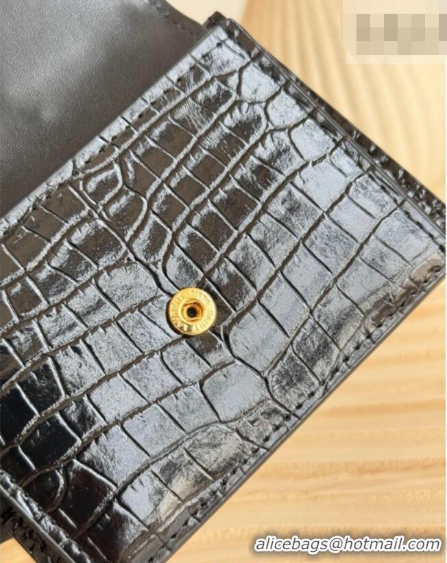 Buy Cheap Saint Laurent Uptown Flap Card Case in Crocodile Embossed Leather 582305 Black 2026