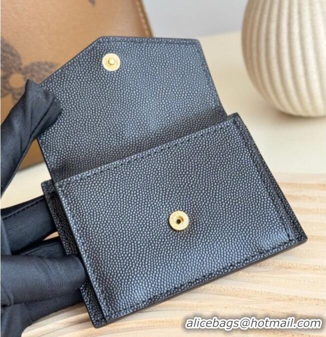 Luxury Cheap Saint Laurent Uptown Flap Card Case in Grained Leather 582305 Black/Gold 2026