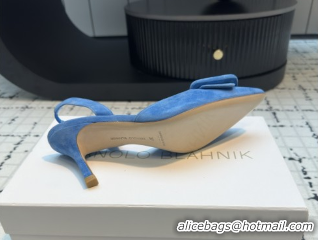 Grade Quality Manolo Blahnik MAYSLI Slingback Pumps with Buckle in Blue Suede 5112520 2026