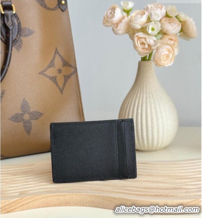 Grade Design Saint Laurent Uptown Flap Card Case in Grained Leather 582305 Black/Silver 2026