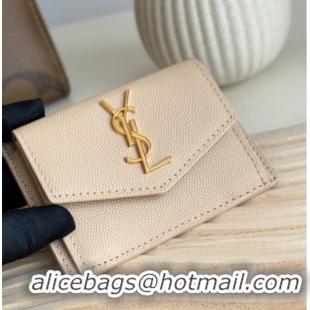Traditional Specials Saint Laurent Uptown Flap Card Case in Grained Leather 582305 Rose Beige 2026