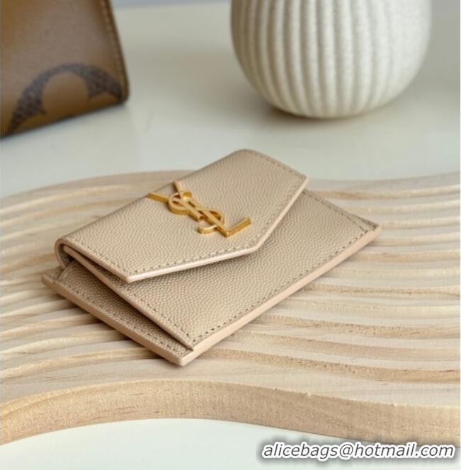 Traditional Specials Saint Laurent Uptown Flap Card Case in Grained Leather 582305 Rose Beige 2026