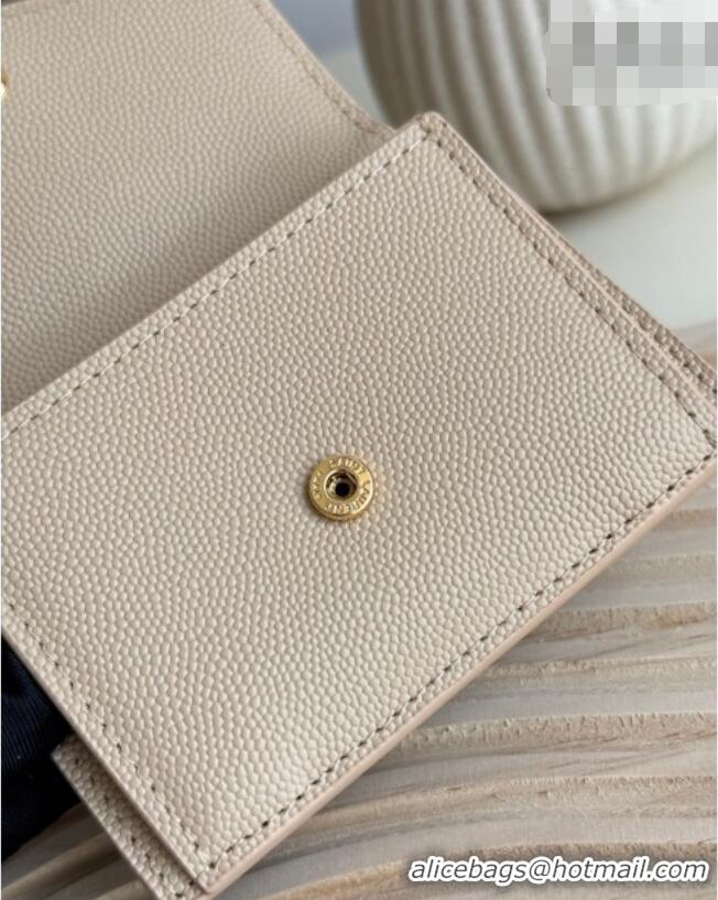 Traditional Specials Saint Laurent Uptown Flap Card Case in Grained Leather 582305 Rose Beige 2026