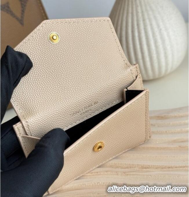 Traditional Specials Saint Laurent Uptown Flap Card Case in Grained Leather 582305 Rose Beige 2026