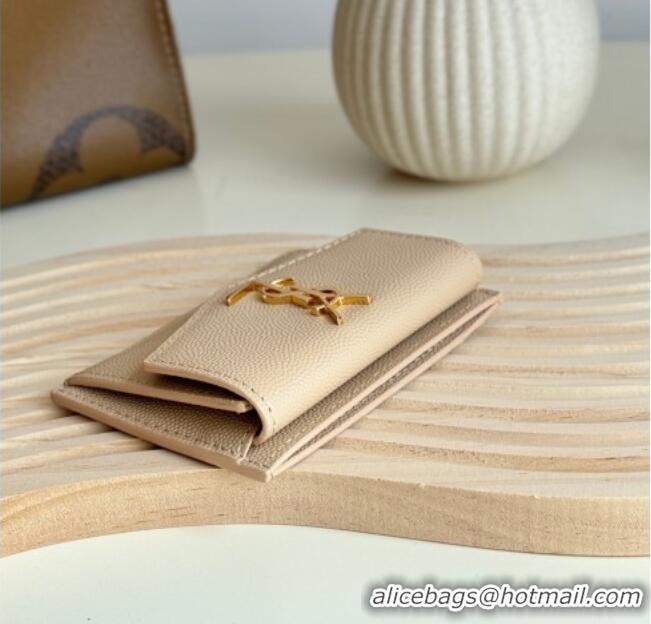Traditional Specials Saint Laurent Uptown Flap Card Case in Grained Leather 582305 Rose Beige 2026