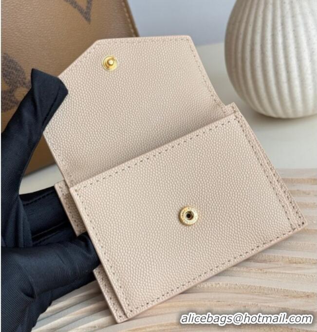 Traditional Specials Saint Laurent Uptown Flap Card Case in Grained Leather 582305 Rose Beige 2026