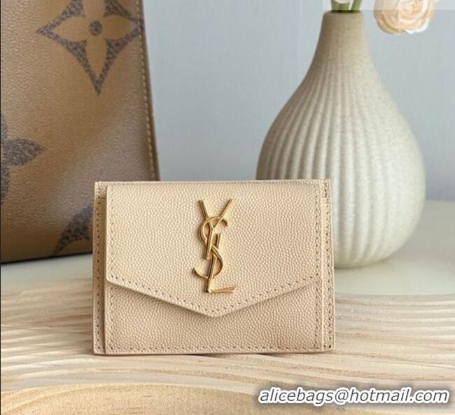 Traditional Specials Saint Laurent Uptown Flap Card Case in Grained Leather 582305 Rose Beige 2026