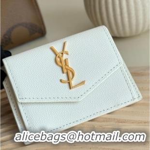 Best Quality Saint Laurent Uptown Flap Card Case in Grained Leather 582305 White 2026