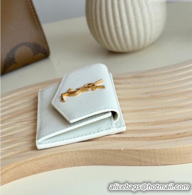 Best Quality Saint Laurent Uptown Flap Card Case in Grained Leather 582305 White 2026
