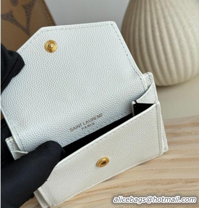 Best Quality Saint Laurent Uptown Flap Card Case in Grained Leather 582305 White 2026