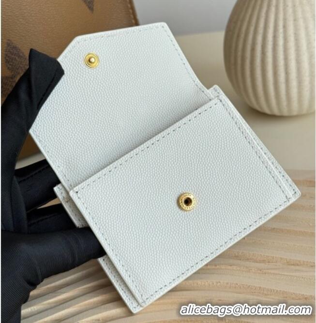 Best Quality Saint Laurent Uptown Flap Card Case in Grained Leather 582305 White 2026