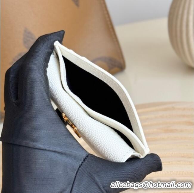 Best Quality Saint Laurent Uptown Flap Card Case in Grained Leather 582305 White 2026