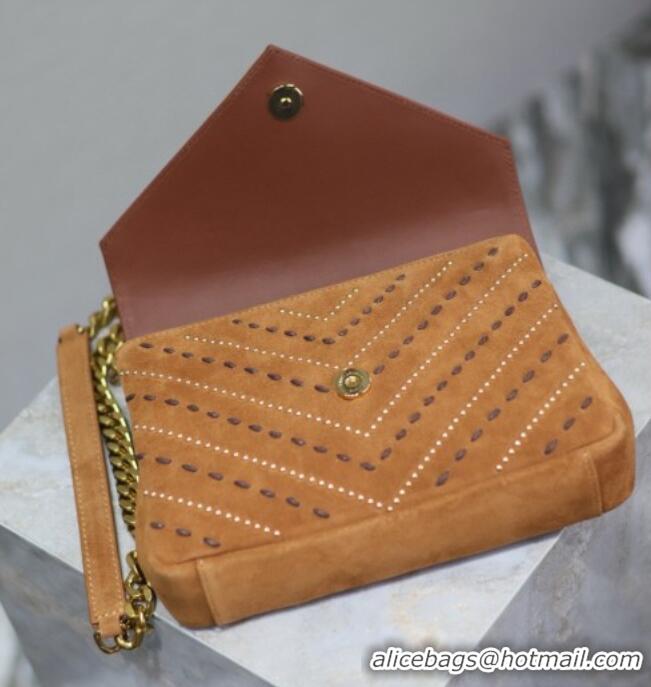 Inexpensive Saint Laurent Medium Monogram College Bag in Suede with Topstitching and Studs 392737 Caramel 2026
