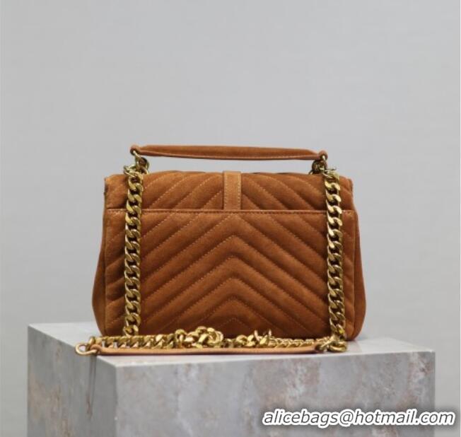 Top Quality Saint Laurent Medium Monogram College Bag in Suede with Tassel 392737 Clay Brown 2026