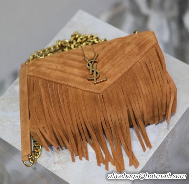 Top Quality Saint Laurent Medium Monogram College Bag in Suede with Tassel 392737 Clay Brown 2026