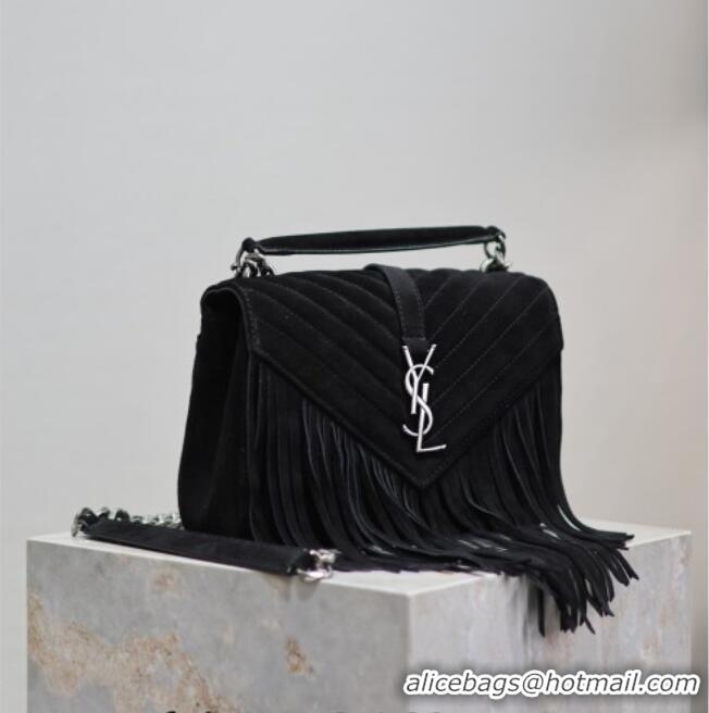 Best Product Saint Laurent Medium Monogram College Bag in Suede with Tassel 392737 Black 2026