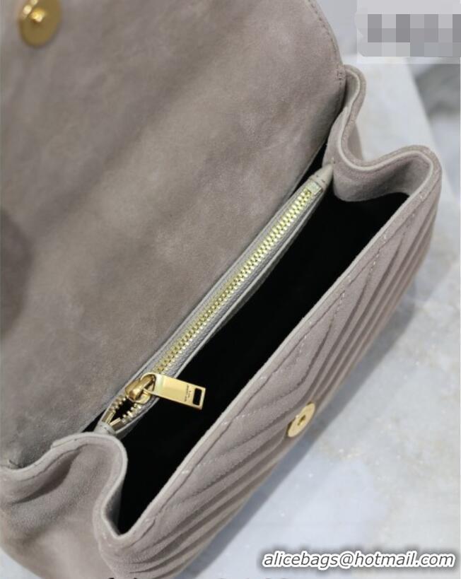 Luxury Discount Saint Laurent Medium Monogram College Bag in Suede with Tassel 392737 Grey 2026