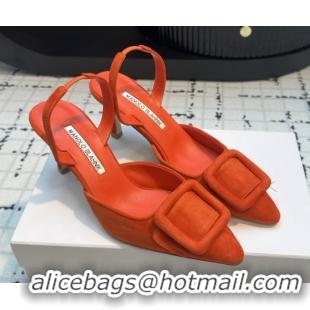 Top Design Manolo Blahnik MAYSLI Slingback Pumps with Buckle in Suede 5112520 Orange 2026