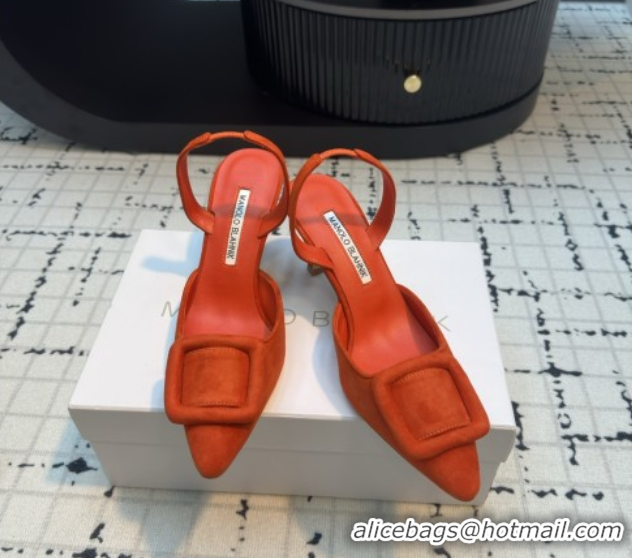 Top Design Manolo Blahnik MAYSLI Slingback Pumps with Buckle in Suede 5112520 Orange 2026