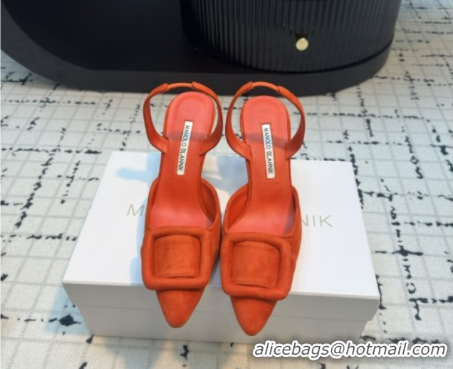 Top Design Manolo Blahnik MAYSLI Slingback Pumps with Buckle in Suede 5112520 Orange 2026
