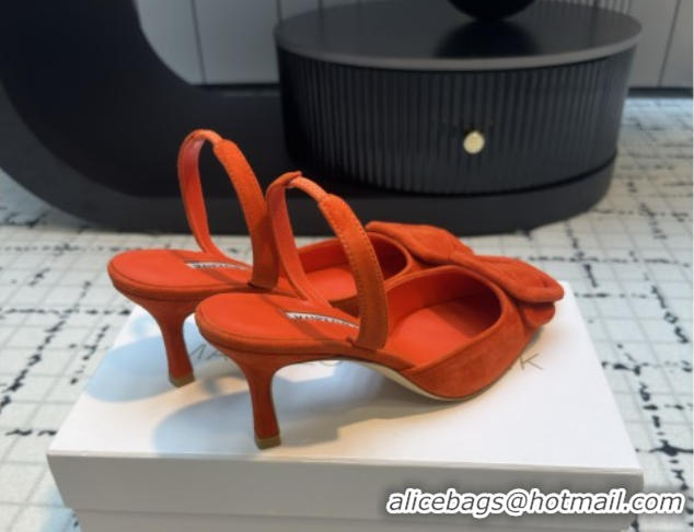 Top Design Manolo Blahnik MAYSLI Slingback Pumps with Buckle in Suede 5112520 Orange 2026