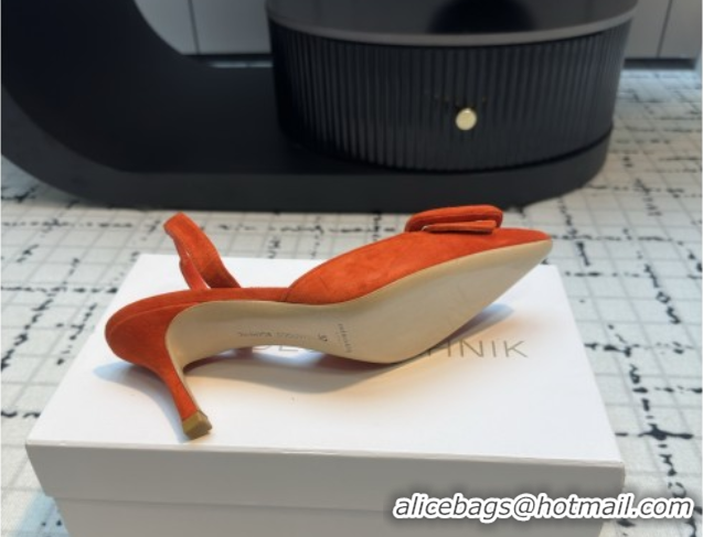 Top Design Manolo Blahnik MAYSLI Slingback Pumps with Buckle in Suede 5112520 Orange 2026