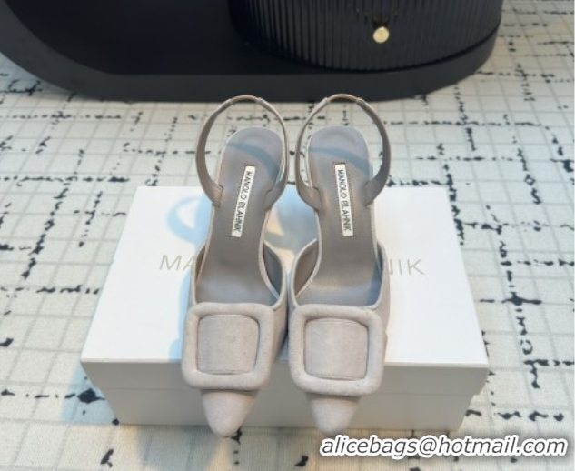 Good Quality Manolo Blahnik MAYSLI Slingback Pumps with Buckle in Suede 5112520 Grey 2026