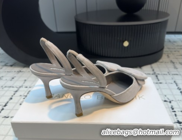 Good Quality Manolo Blahnik MAYSLI Slingback Pumps with Buckle in Suede 5112520 Grey 2026