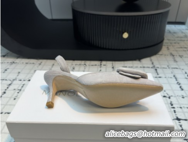 Good Quality Manolo Blahnik MAYSLI Slingback Pumps with Buckle in Suede 5112520 Grey 2026