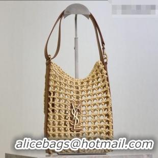 Luxury Discount Saint Laurent Oxalis Mini Tote Bag in Crochet Raffia Straw 840042 Beige 2026