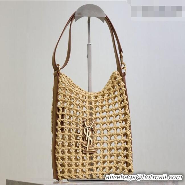 Luxury Discount Saint Laurent Oxalis Mini Tote Bag in Crochet Raffia Straw 840042 Beige 2026