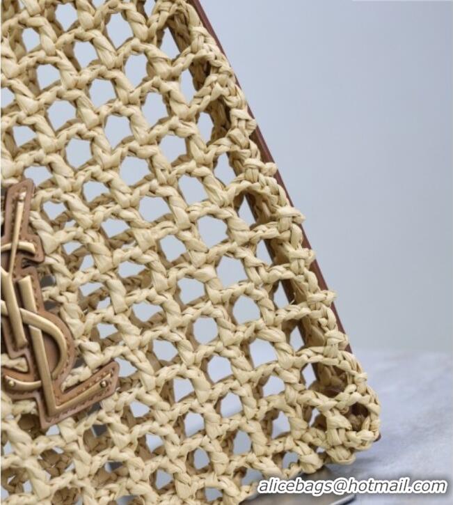 Luxury Discount Saint Laurent Oxalis Mini Tote Bag in Crochet Raffia Straw 840042 Beige 2026