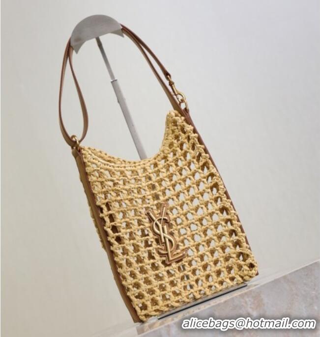 Luxury Discount Saint Laurent Oxalis Mini Tote Bag in Crochet Raffia Straw 840042 Beige 2026