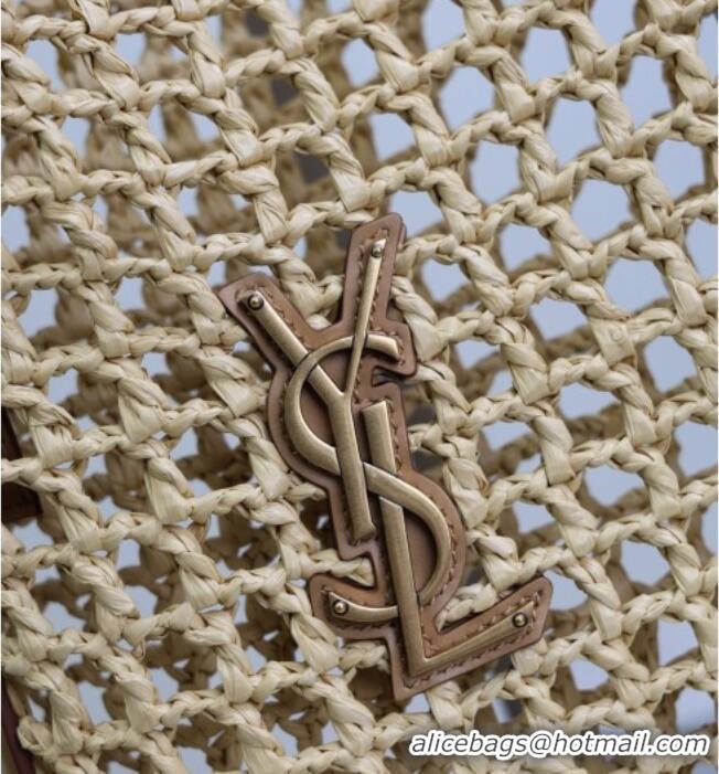 Luxury Discount Saint Laurent Oxalis Mini Tote Bag in Crochet Raffia Straw 840042 Beige 2026