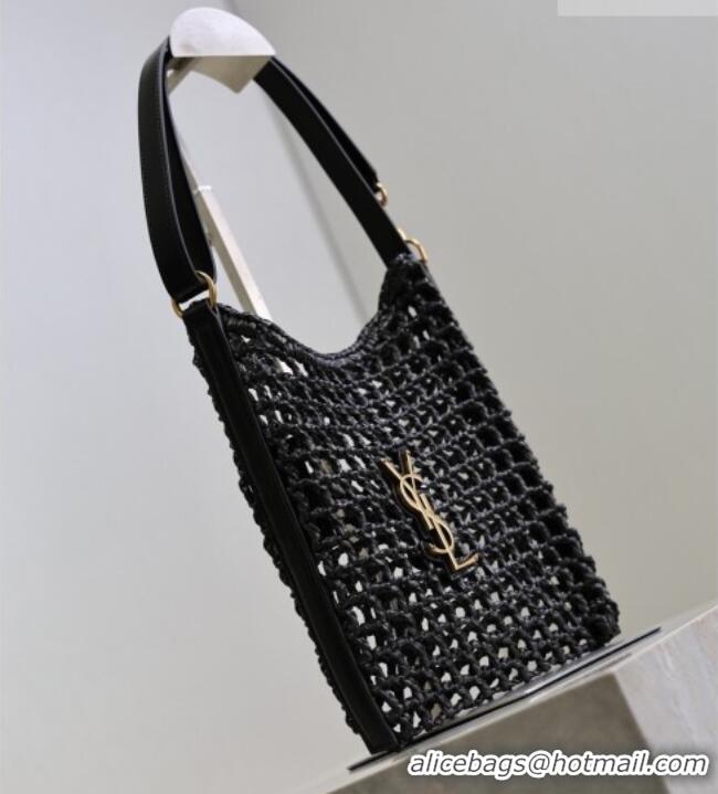 Good Looking Saint Laurent Oxalis Mini Tote Bag in Crochet Raffia Straw 840042 Black 2026
