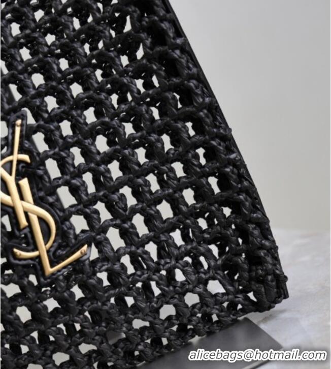 Good Looking Saint Laurent Oxalis Mini Tote Bag in Crochet Raffia Straw 840042 Black 2026