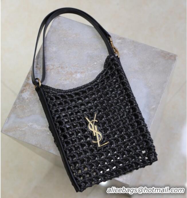 Good Looking Saint Laurent Oxalis Mini Tote Bag in Crochet Raffia Straw 840042 Black 2026