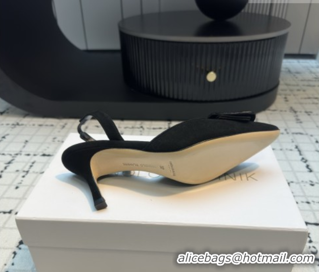 Shop Duplicate Manolo Blahnik MAYSLI Slingback Pumps with Buckle in Suede 5112520 Black 2026