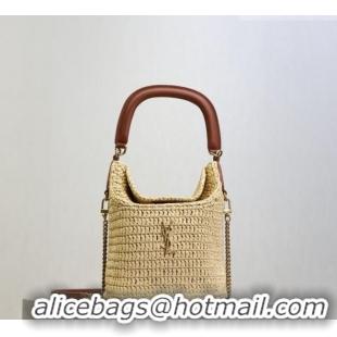 Top Grade Saint Laurent Gaby Bucket Bag in Crochet Straw 763961 Beige 2026