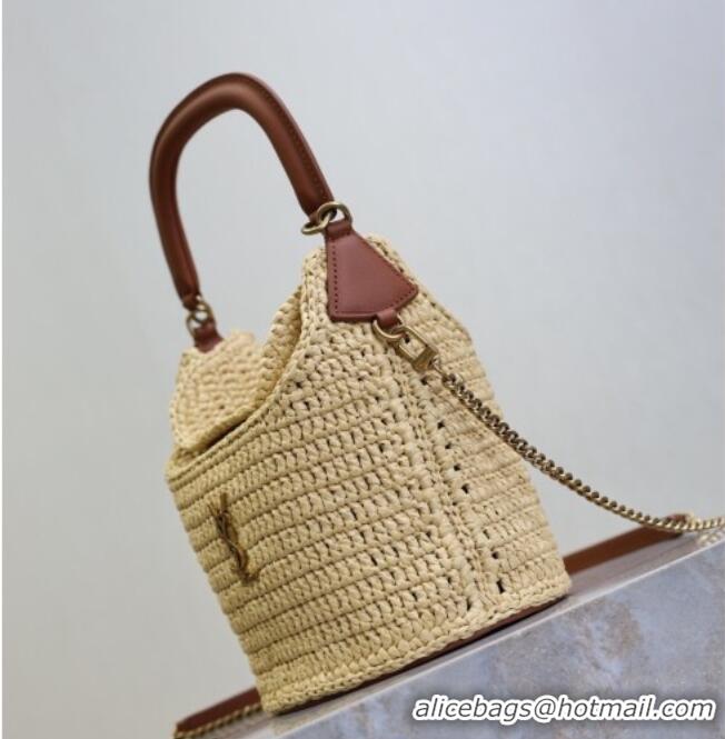 Top Grade Saint Laurent Gaby Bucket Bag in Crochet Straw 763961 Beige 2026