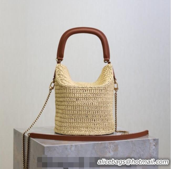 Top Grade Saint Laurent Gaby Bucket Bag in Crochet Straw 763961 Beige 2026