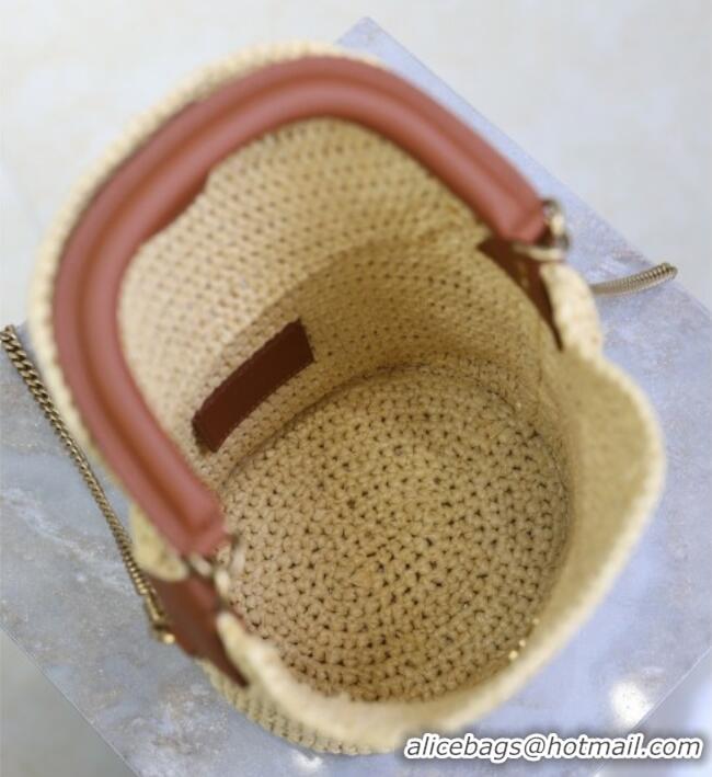 Top Grade Saint Laurent Gaby Bucket Bag in Crochet Straw 763961 Beige 2026