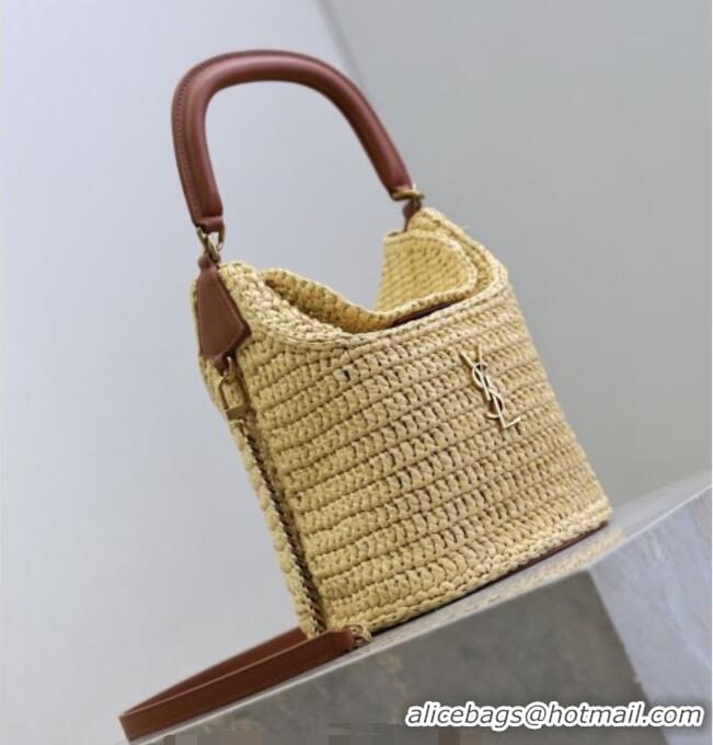 Top Grade Saint Laurent Gaby Bucket Bag in Crochet Straw 763961 Beige 2026