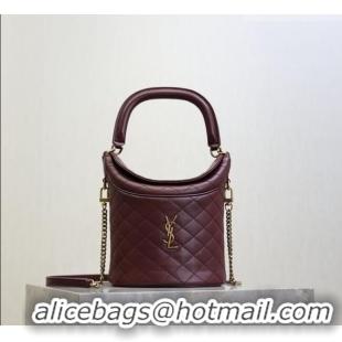 Inexpensive Saint Laurent Gaby Bucket Bag in Quilted Lambskin 763961 Burgundy 2026
