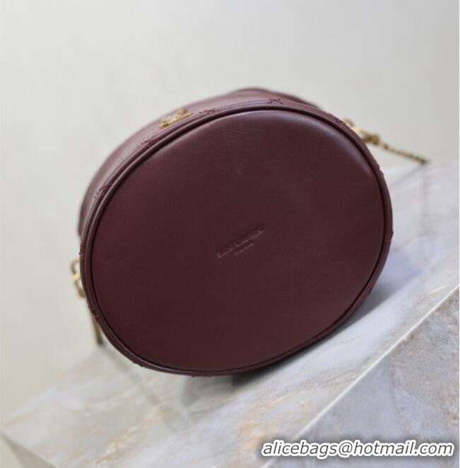 Inexpensive Saint Laurent Gaby Bucket Bag in Quilted Lambskin 763961 Burgundy 2026