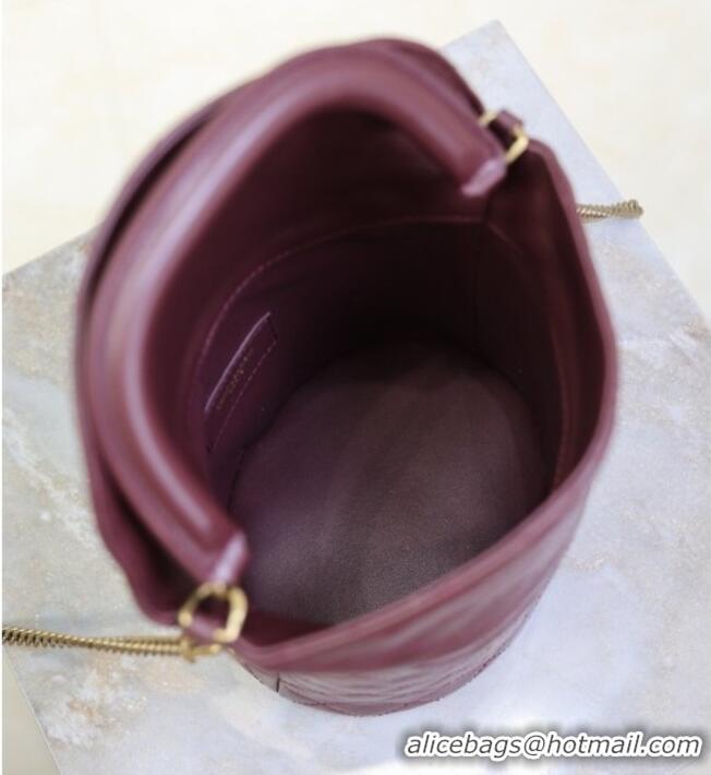 Inexpensive Saint Laurent Gaby Bucket Bag in Quilted Lambskin 763961 Burgundy 2026