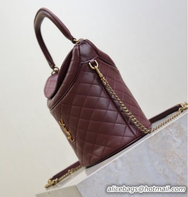 Inexpensive Saint Laurent Gaby Bucket Bag in Quilted Lambskin 763961 Burgundy 2026
