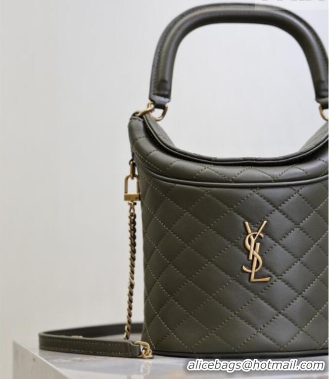 Reasonable Price Saint Laurent Gaby Bucket Bag in Quilted Lambskin 763961 Green 2026