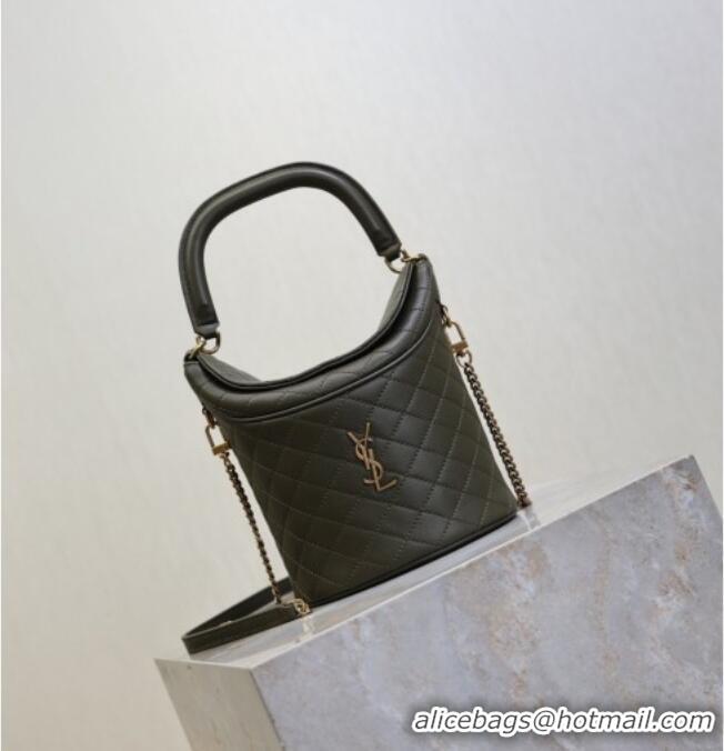 Reasonable Price Saint Laurent Gaby Bucket Bag in Quilted Lambskin 763961 Green 2026